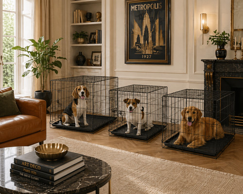 Door metal dog crate with - door,